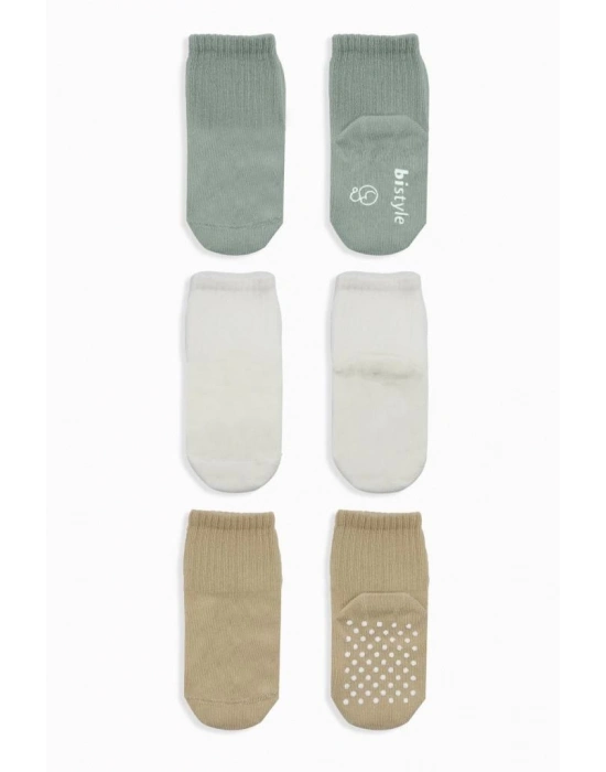 ®   Basic Kaymaz Penye Soket Çorap 3Lü BS10107 Nil Ekru Bej