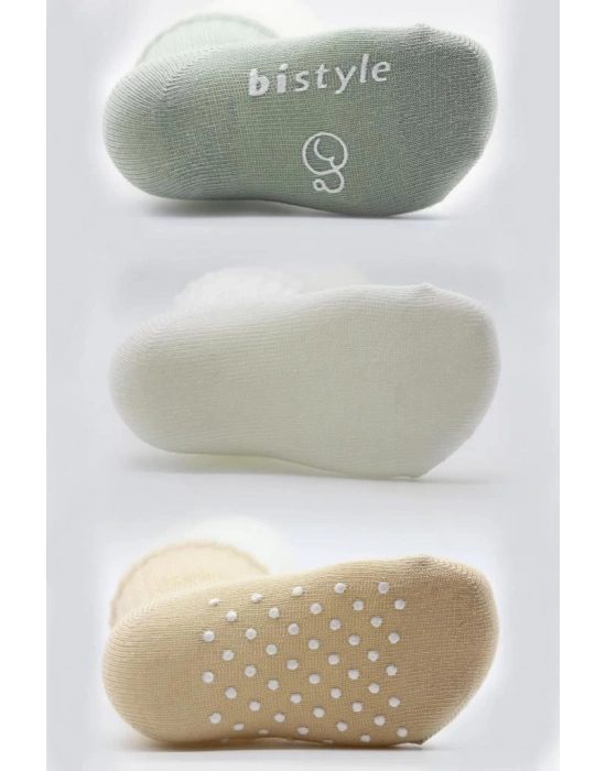 ®   Basic Kaymaz Penye Soket Çorap 3Lü BS10107 Nil Ekru Bej