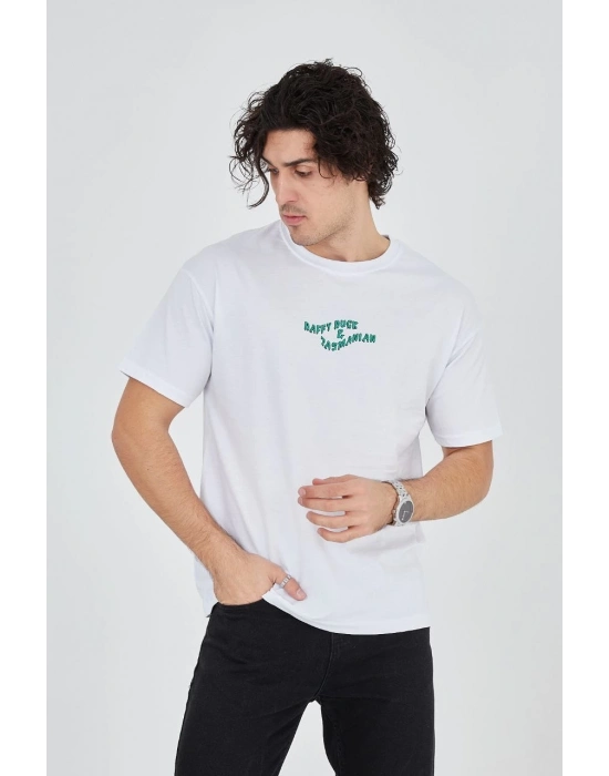 Baskılı 24/1 Penye T-Shirt - Beyaz