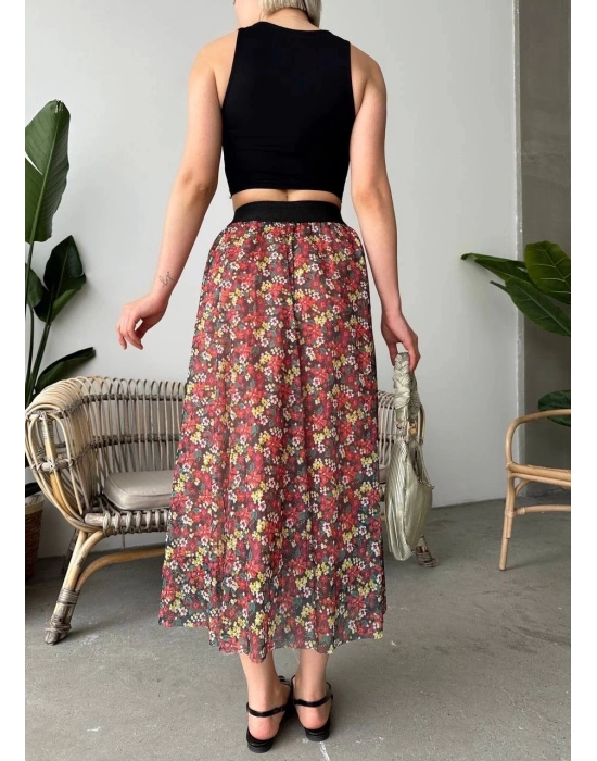 Baskılı astarlı uzun etek