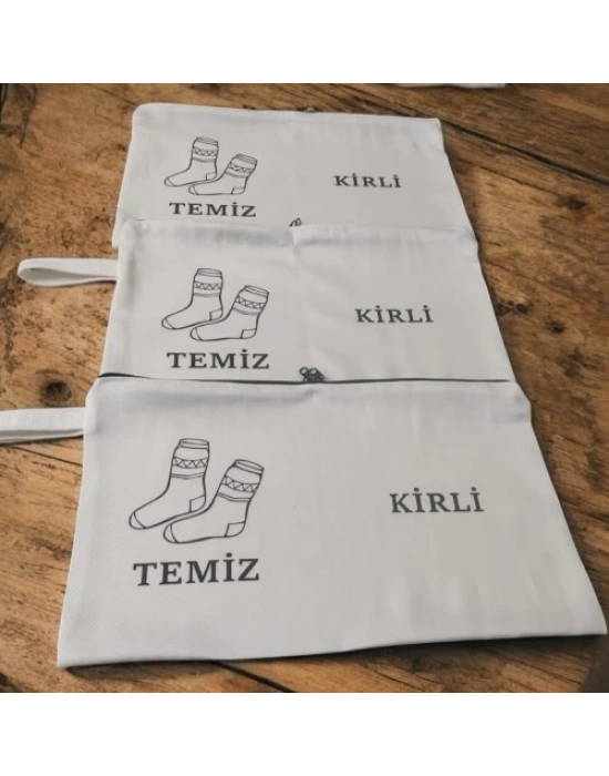Baskılı Kirli-Temiz Seyahat (Çorap) Torbası