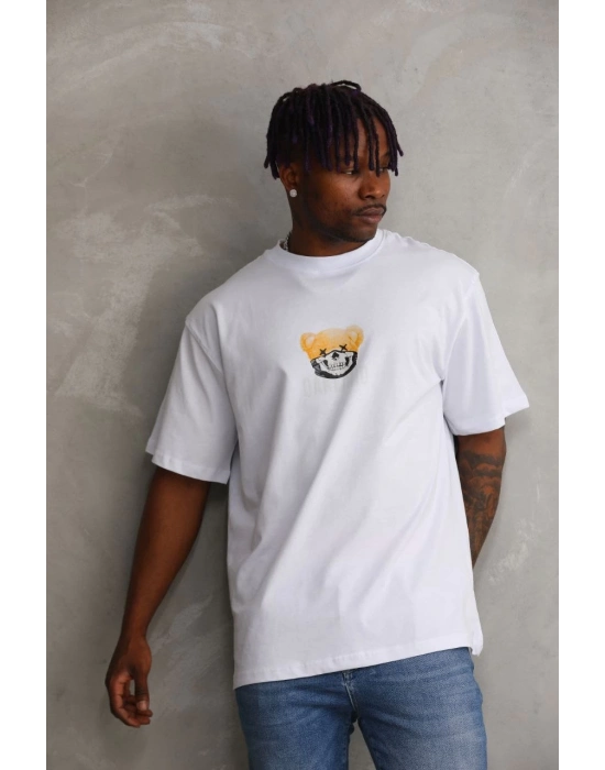 Baskılı Oversize T-Shirt - Beyaz -
