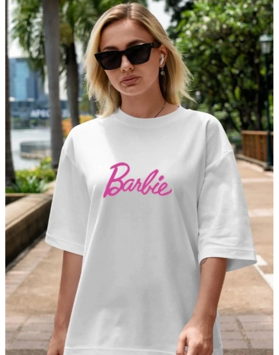 Baskılı Oversize T-shirt - Beyaz -