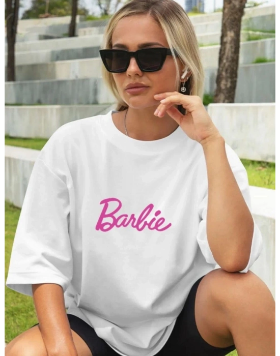 Baskılı Oversize T-shirt - Beyaz -