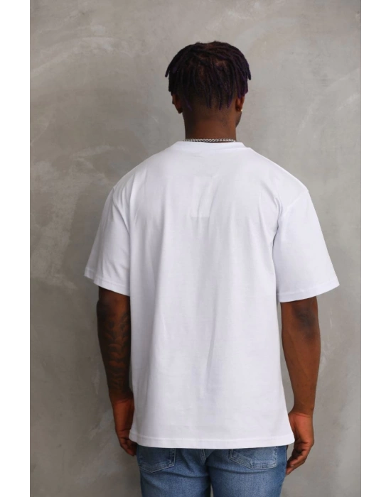 Baskılı Oversize T-Shirt - Beyaz -