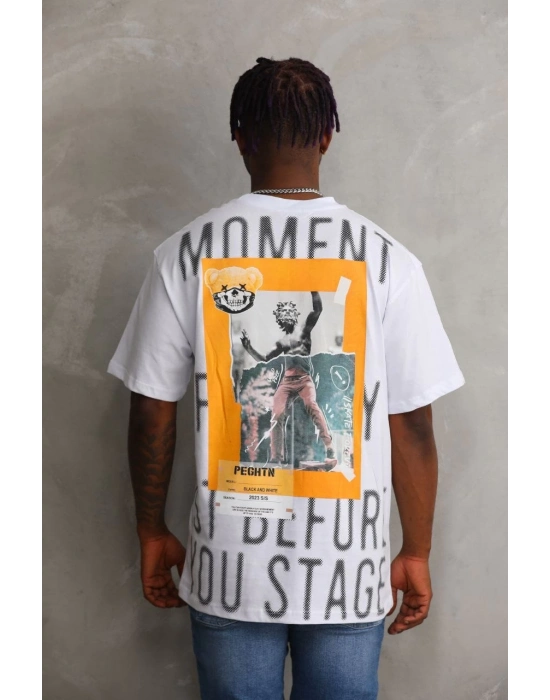 Baskılı Oversize T-Shirt - Beyaz -