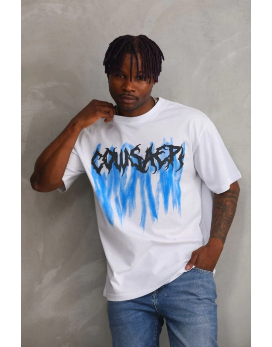 Baskılı Oversize T-Shirt - Beyaz -