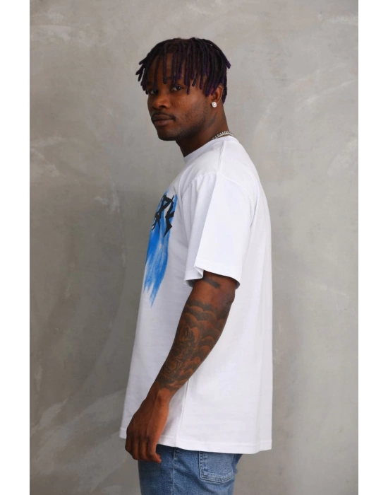 Baskılı Oversize T-Shirt - Beyaz -