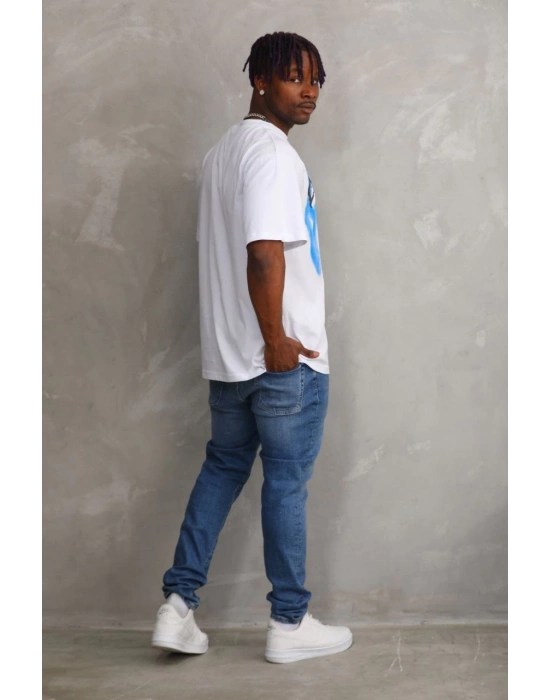 Baskılı Oversize T-Shirt - Beyaz -