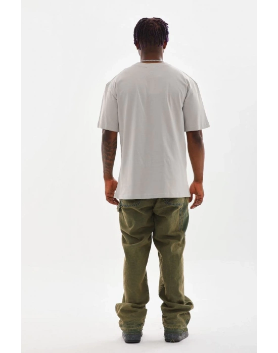 Baskılı Oversize T-Shirt - Gri -