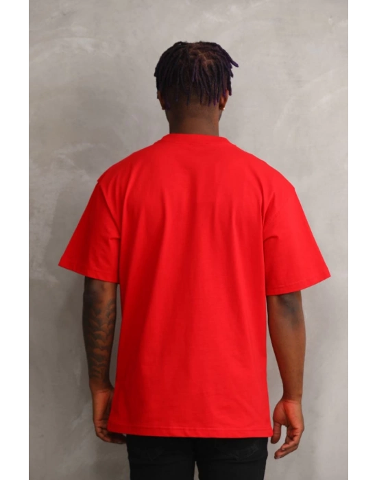 Baskılı Oversize T-Shirt - Kırmızı -