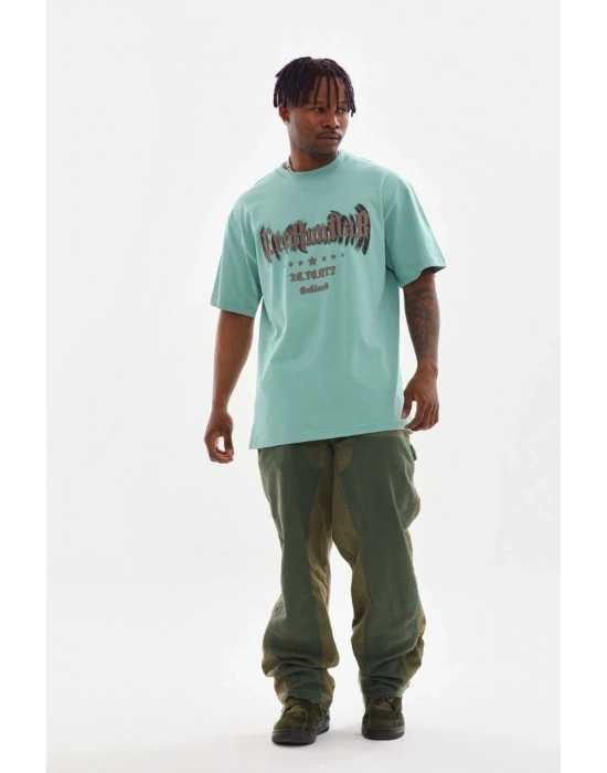 Baskılı Oversize T-Shirt - Mint Yeşili