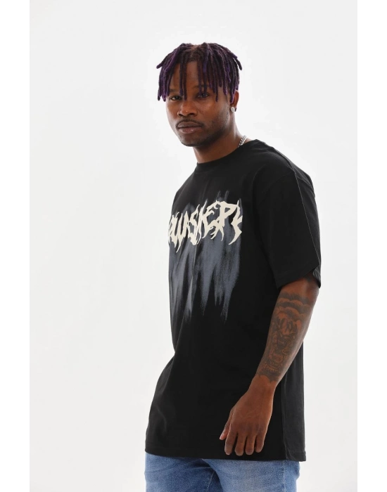 Baskılı Oversize T-Shirt - Siyah -