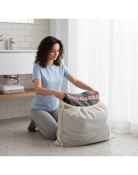 ®  Battal Boy 120x150 cm Mont ve perde Yıkama Filesi–Extra Büyük, Dayanıklı, Nefes Alabilir Çamaşır Koruma Torbası