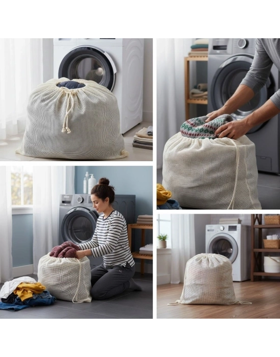 ®  Battal Boy 120x150 cm Mont ve perde Yıkama Filesi–Extra Büyük, Dayanıklı, Nefes Alabilir Çamaşır Koruma Torbası