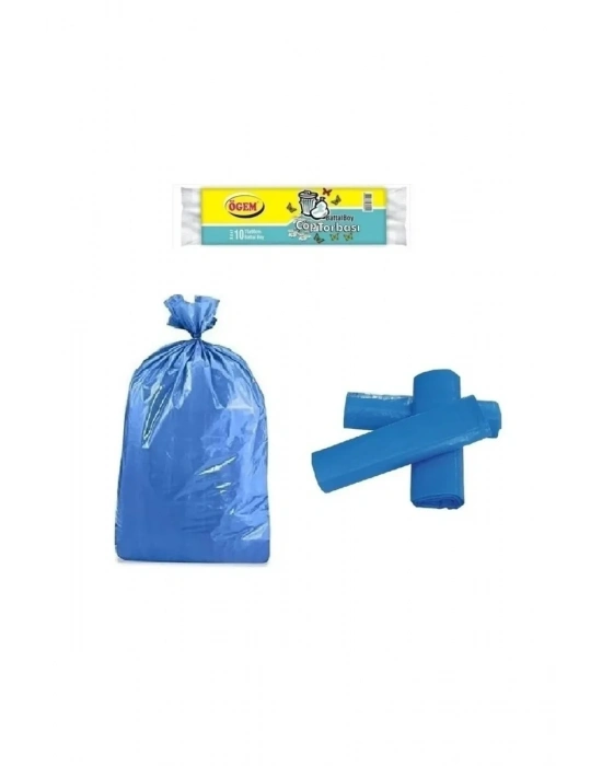 Battal Boy Çöp Torbası 75 x 90 cm 10 Lu Rulo x 1 Paket = 10 Adet (Mavi)