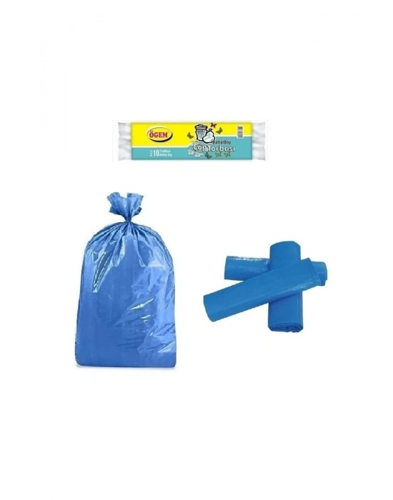 Battal Boy Çöp Torbası 75 x 90 cm 10 Lu Rulo x 1 Paket = 10 Adet (Mavi)