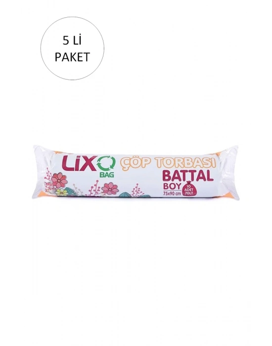 Battal Boy Çöp Torbası 75 x 90 cm 10 Lu Rulo x 5 Paket = 50 Adet (Mavi)