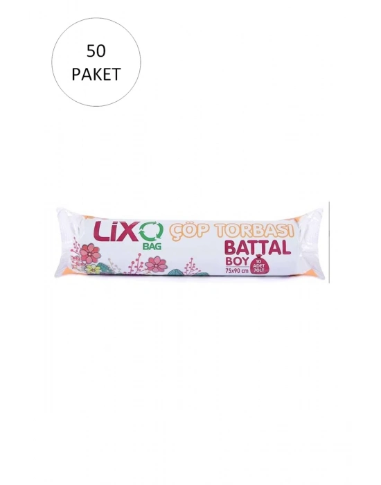 Battal Boy Çöp Torbası 75 x 90 cm 10 Lu Rulo x 50 Paket = 500 Adet (Mavi)