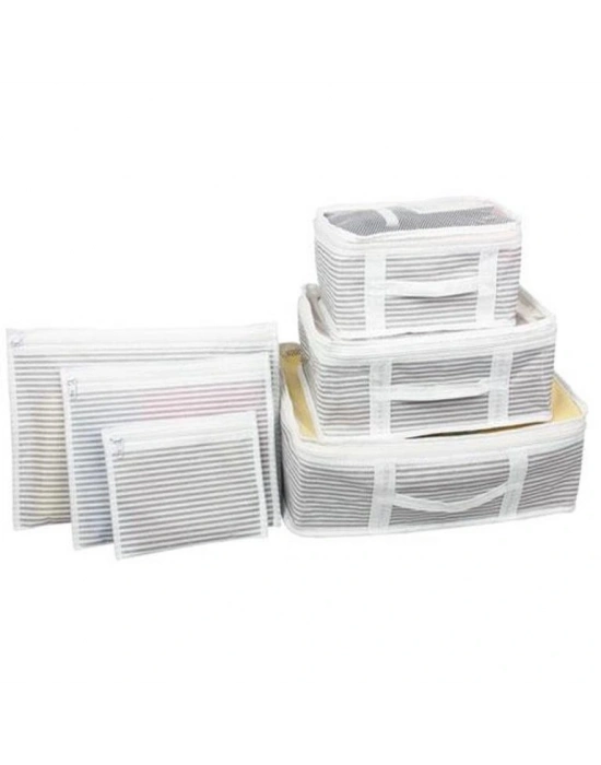 Bavul İçi Düzenleyici Valiz  Organizer 6 Lı Set - Çizgili