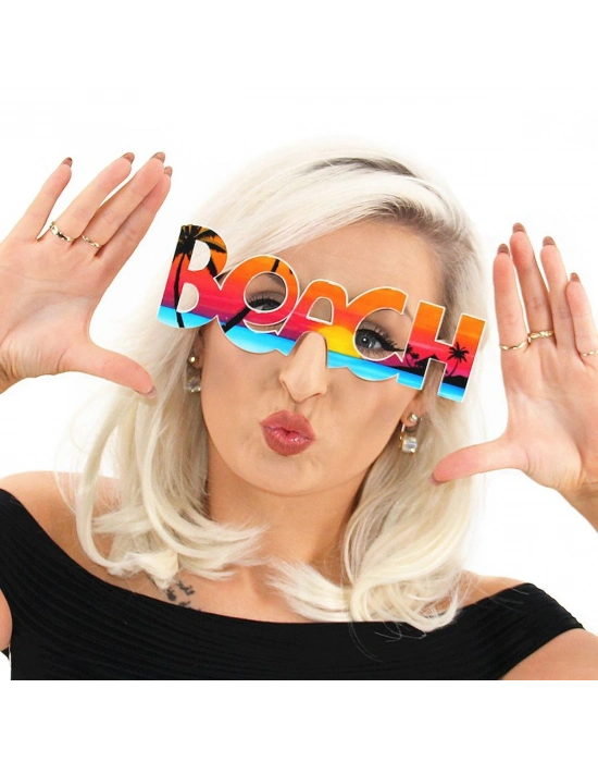 Beach Yazılı Parti Gözlüğü Yaza Merhaba Hawaii Show Gözlüğü 19x6 Cm