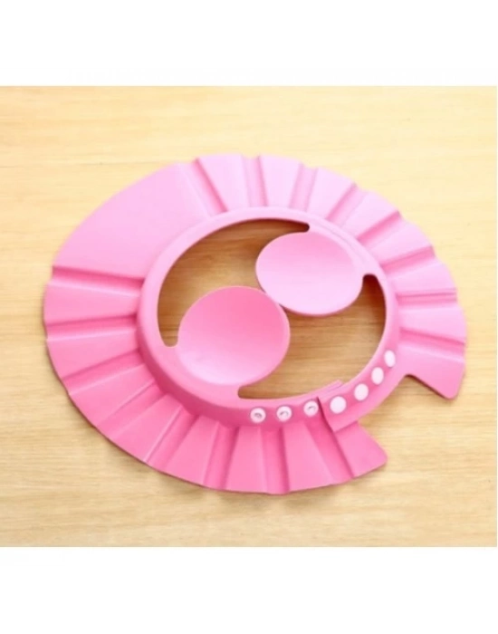 Bebek Banyo Şapkası Düğmeli Kulaklıklı Pembe