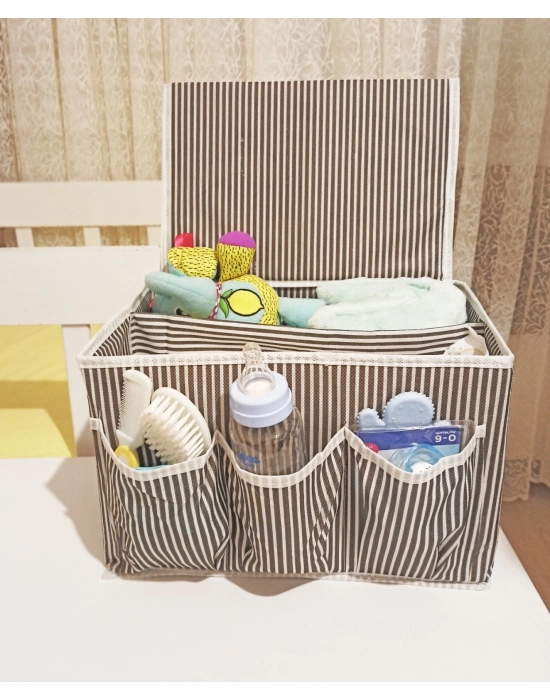 Bebek Beşik Başucu Düzenleyici Kapaklı 5 Bölmeli Organizer