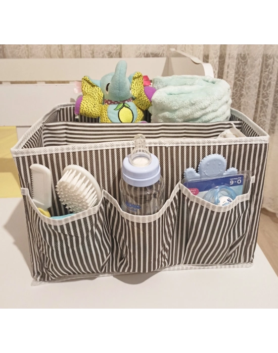 Bebek Beşik Başucu Düzenleyici Kapaklı 5 Bölmeli Organizer