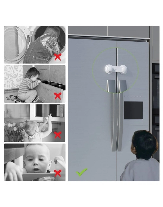 ®  Bebek Çocuk Güvenliği Çekmece ve Dolap İçin Kendiliğinde Yapışkanlı Vidasız Kapak Kilidi