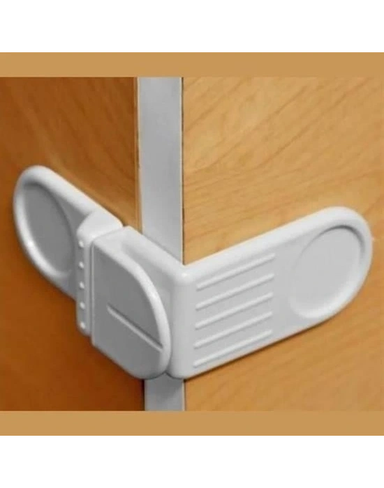Bebek Çocuk Güvenlik Çekmece Ve Dolap İçin Yapışkanlı Vidasız Köşe Kapak Kilidi X 2 Adet