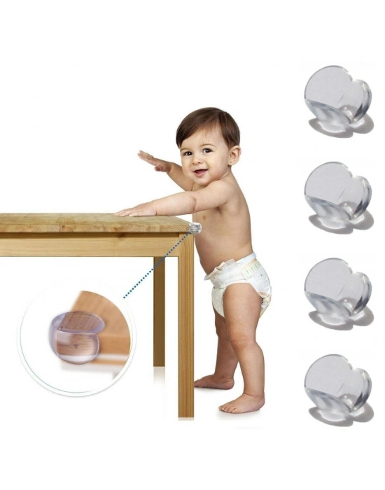 ®  Bebek Çocuk Yumuşak ve Esnek Dairesel Şeffaf Yapışkanlı Güvenlik Köşe Koruyucu (4 Adet)