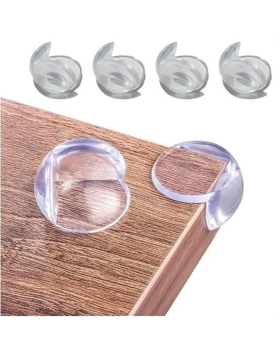 Bebek Çocuk Yumuşak Ve Esnek Dairesel Şeffaf Yapışkanlı Güvenlik Köşe Koruyucu (4 Adet)