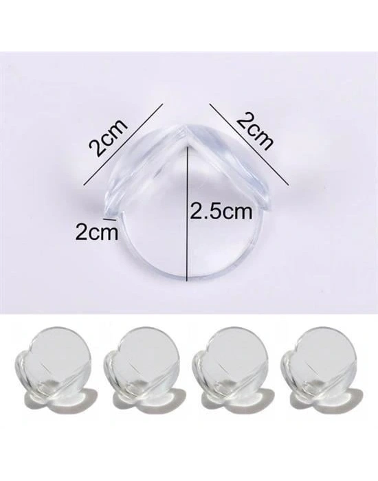 Bebek Çocuk Yumuşak Ve Esnek Dairesel Şeffaf Yapışkanlı Güvenlik Köşe Koruyucu (4 Adet)