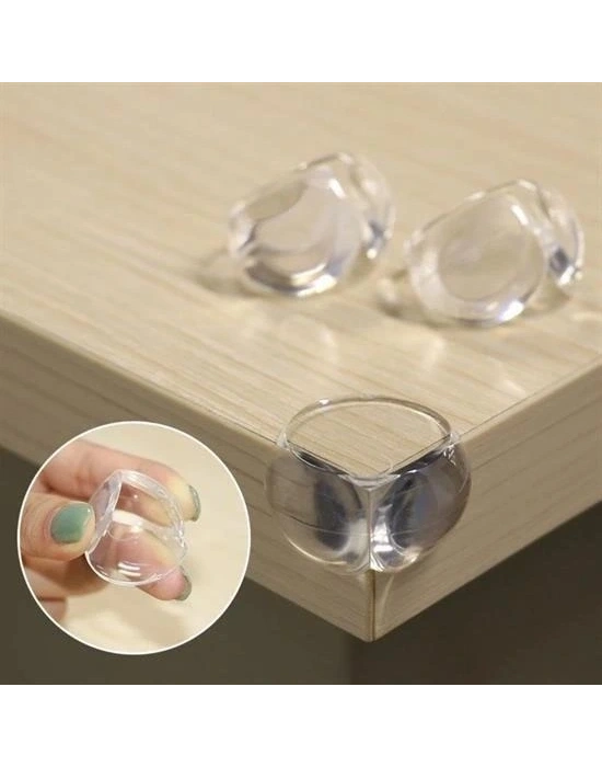 Bebek Çocuk Yumuşak Ve Esnek Dairesel Şeffaf Yapışkanlı Güvenlik Köşe Koruyucu (8 Adet)