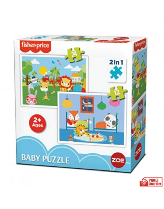 Bebek Puzzle baby puzzle railway & bedtime 2 in 1 24 ve 12 parça 2+