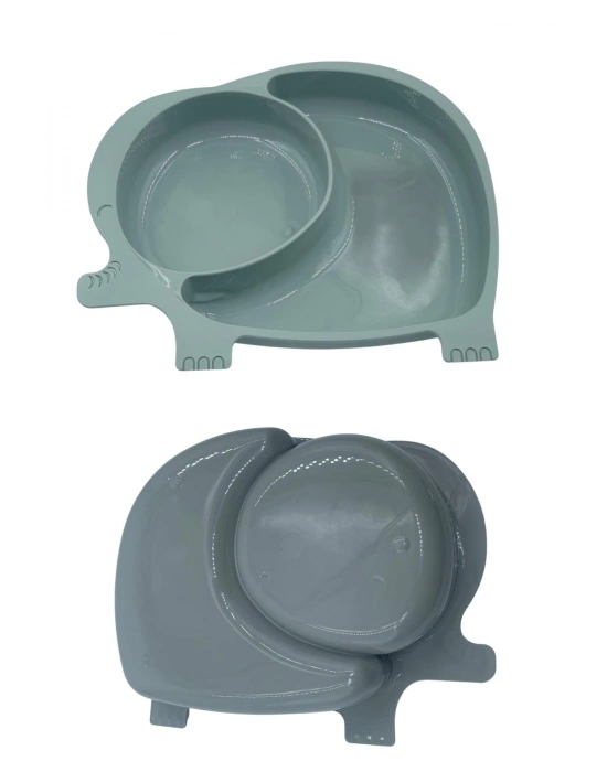 ®  Bebek ve Çocuk için Sevimli Fil Model Desenli Yemek Bebek Mama Kabı Bölmeli Tabak