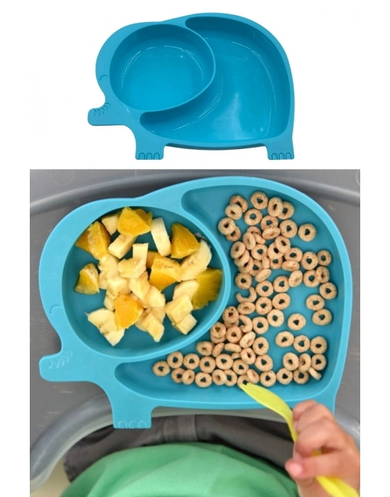 ®  Bebek ve Çocuk için Sevimli Fil Model Desenli Yemek Bebek Mama Kabı Bölmeli Tabak