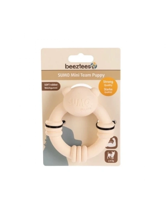 Beeztees Sumo Mini Dental Halka Şeklinde Kauçuk Köpek Oyuncağı Xsmall Krem 10 Cm
