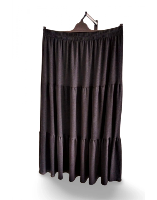 Beli Lastikli Bürümcek Kumaş Etek Anne Eteği Uzun Namaz Eteği Siyah 44-52 beden
