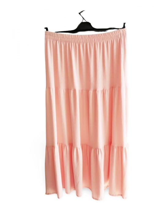 Beli Lastikli Bürümcek Kumaş Etek Anne Eteği Uzun Namaz Eteği Somon 44-52 beden