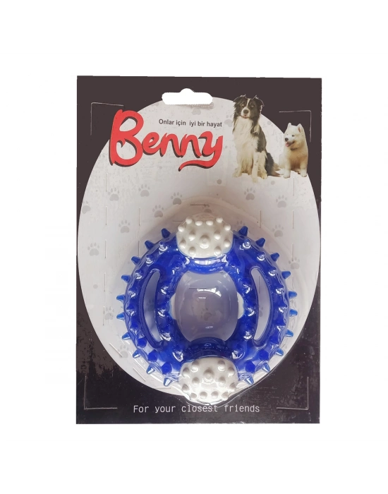 Benny Diş Kaşıma Köpek Oyuncağı Yuvarlak 9,5 cm Mavi
