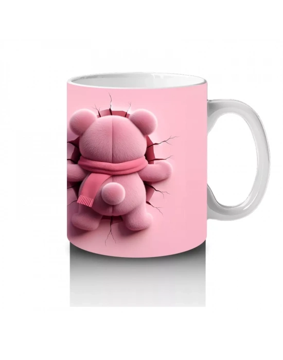 Bereli Sevimli Ayıcık Figürü (Ön ve Arka Görünüm) - Baskılı kahve kupası