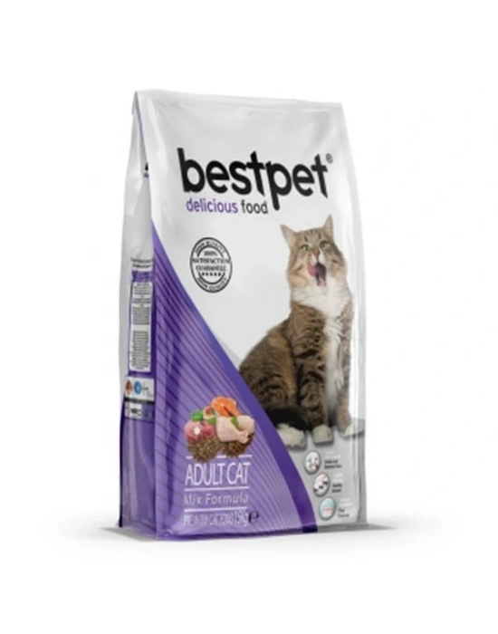 Bestpet Mix Tavuklu Kuzulu ve Balıklı Yetişkin Kedi Maması 15 Kg