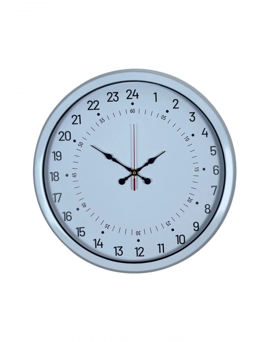 ® Beyaz 40 Cm Metal 24 Saat Göstergeli Özel Tasarım Duvar Saati