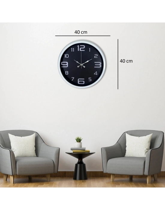 Beyaz 40 Cm Metal Modern Duvar Saati