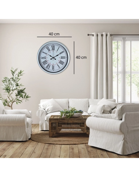 Beyaz 40 Cm Roma Rakamlı Şık Duvar Saati