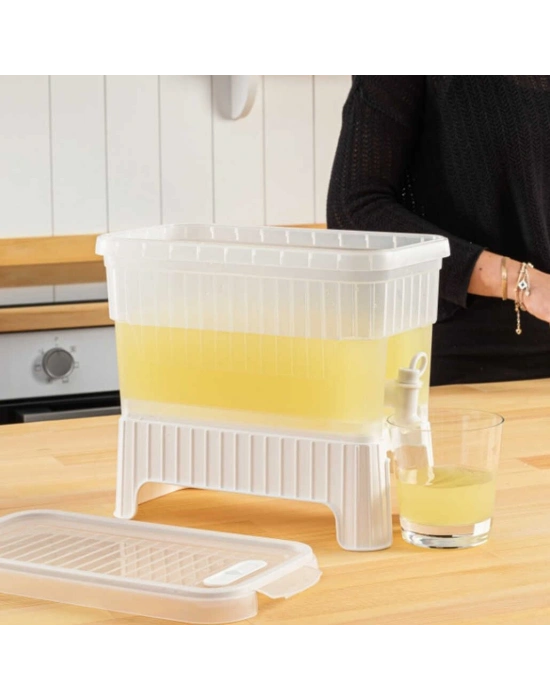 Beyaz Buzdolabı İçi Musluklu Ayaklı Su -limonata - İçecek Sebili Piknik Bidonu 4 Lt