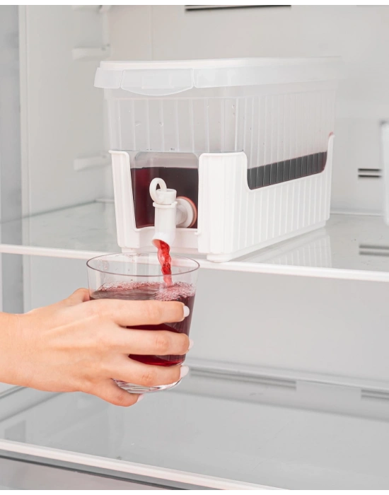 Beyaz Buzdolabı İçi Musluklu Ayaklı Su -limonata - İçecek Sebili Piknik Bidonu 4 Lt