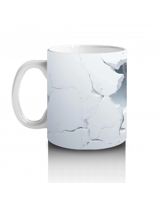 Beyaz Çatlaklı Fon Üzerinde Tilki Yavrusu – Baskılı Kahve Kupası