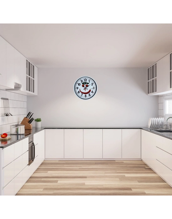 Beyaz Chef Smile 36 Cm Duvar Saati